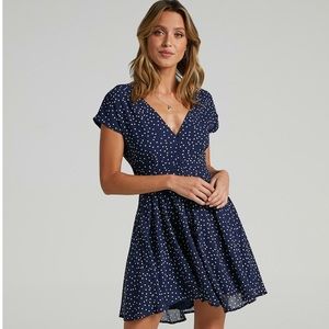 Showpo Hey Now Dress in Navy Spot